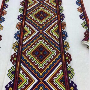 Set of 2 Vintage Throw Pillow Covers MCM Ethnic Mod Folk Art Print 16" x 16"